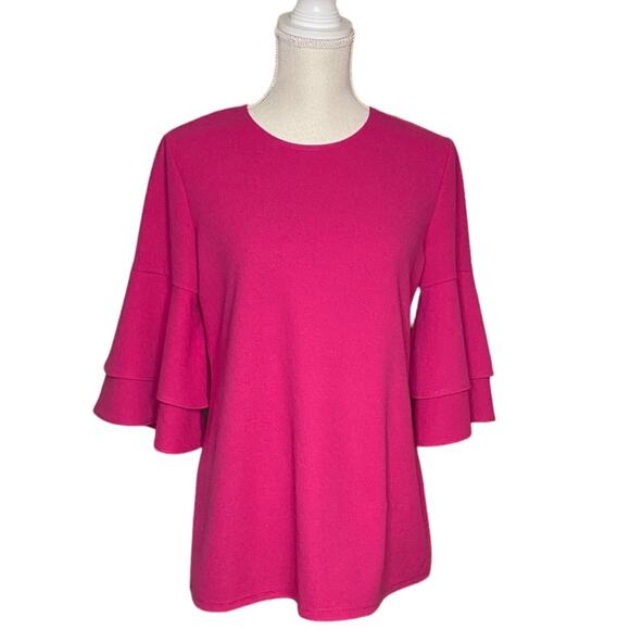 Travel Elements Pink Polyester/Spandex Scoop Neck Tunick w/ Bell Sleeves Size S - Picture 1 of 5